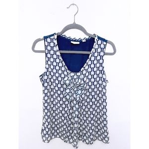 New York & Company Sleeveless Shirt Teal Geometric Pattern Size M